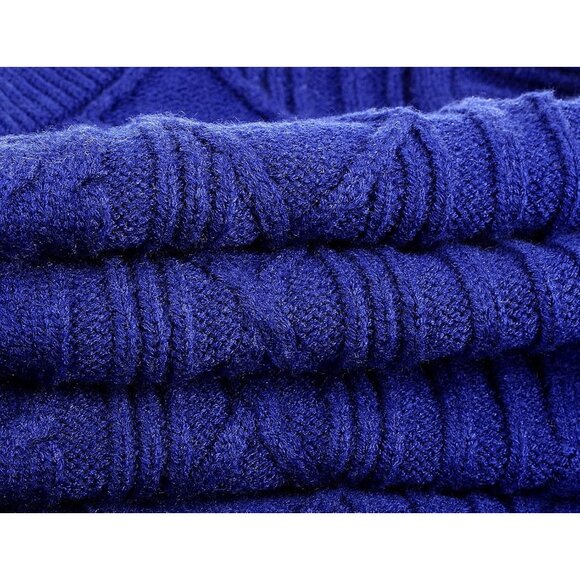 Womens Cable Knit Sweater Medium Blue Long Sleeve Casual Crewneck Pullover - Picture 8 of 8